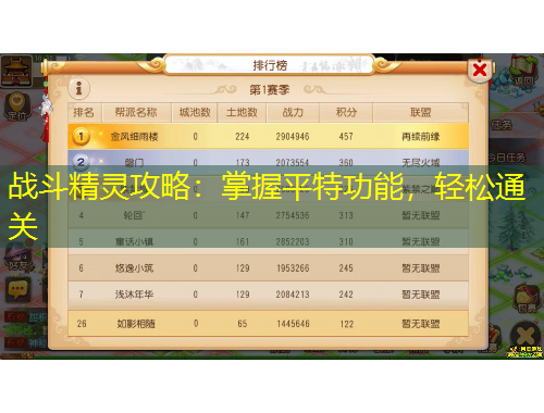 戰(zhàn)斗精靈攻略：掌握平特功能，輕松通關(guān)